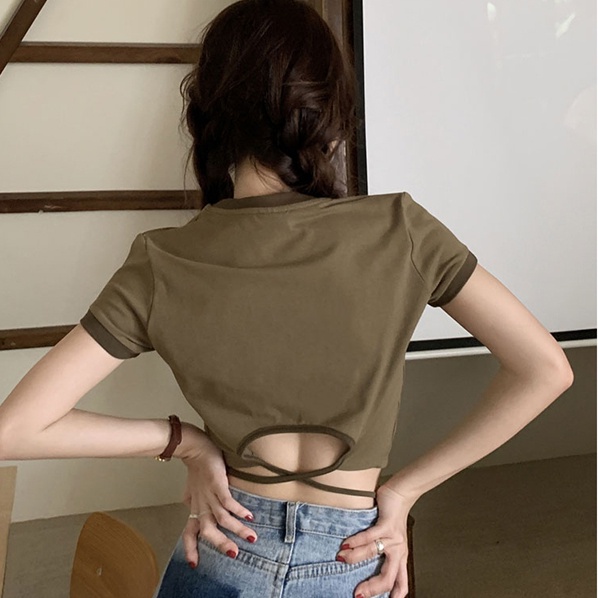 NRVP Áo Thun Tay Ngắn Dáng Ôm Phong Cách Hàn Quốc Thời Trang Mùa Hè Cho Nữ