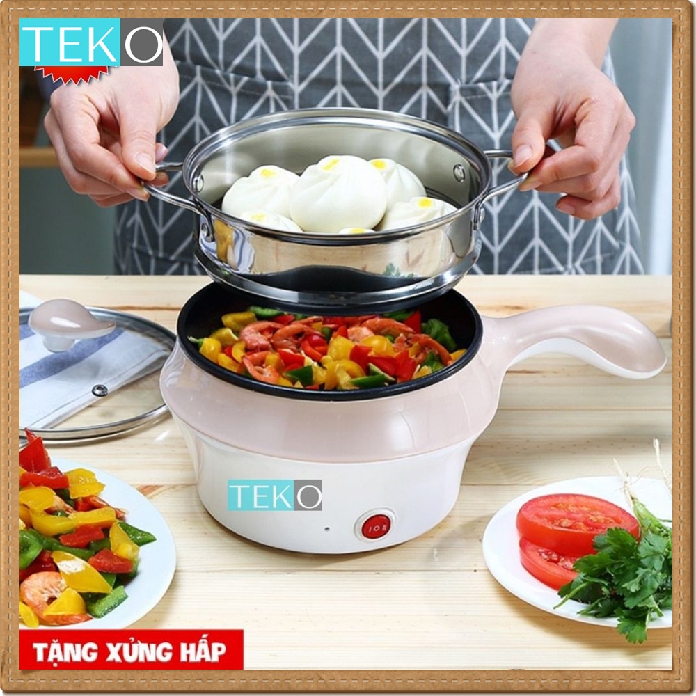 Nồi lẩu điện mini 2 chế độ nhiệt – Nồi nấu xào rán luộc hấp đa năng mini - Chất liệu cao cấp – BH 3 tháng - Teko Store