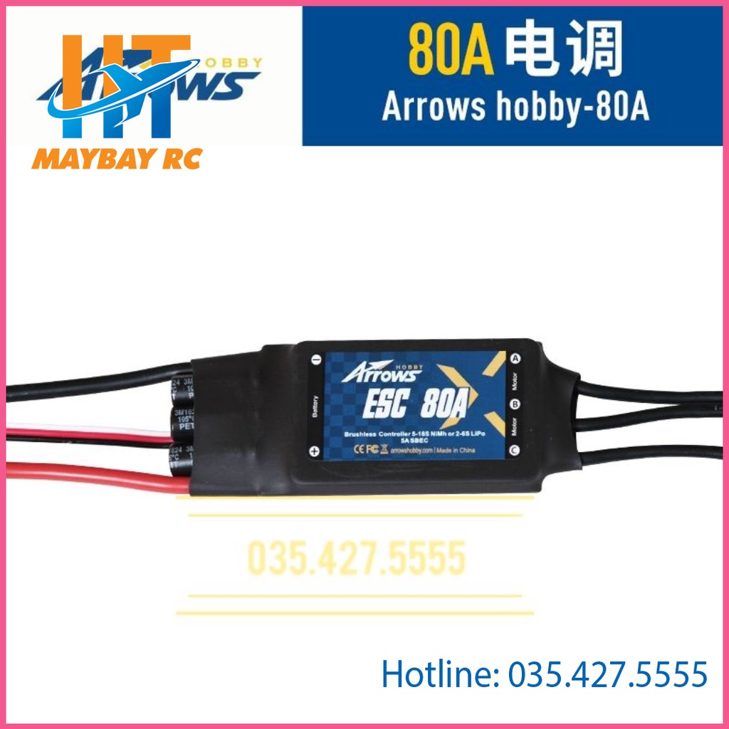 ESC Điều Tốc Không Chổi Than Arrows hobby 80A 2-6S