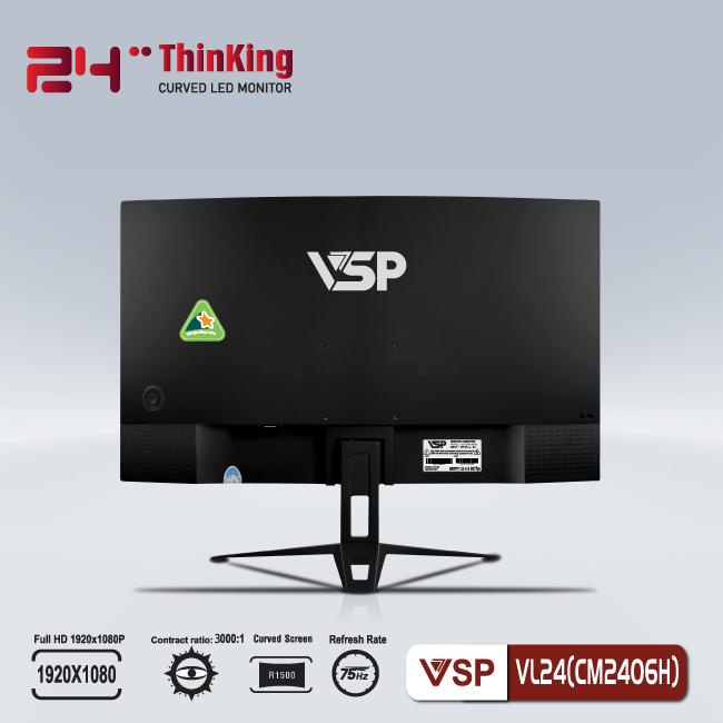 Màn hình cong 24inch Cuver LED Monitor VSP VL24(CM2406H) Full HD - VA/75Hz/1500R | BẢO HÀNH 2 NĂM