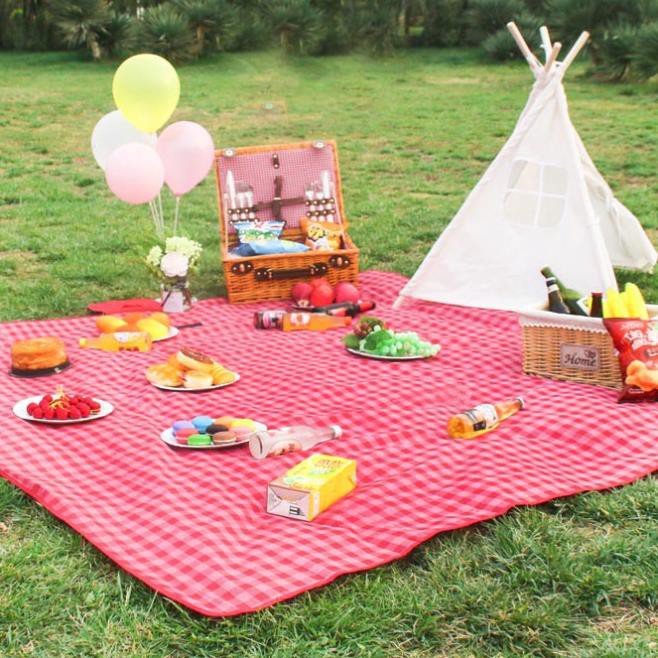 THẢM DÃ NGOẠI,  THẢM DU LỊCH, THẢM PICNIC CAO CẤP - Chống thấm nước, họa tiết caro, gấp gọn tiện lợi - 2 kích thước