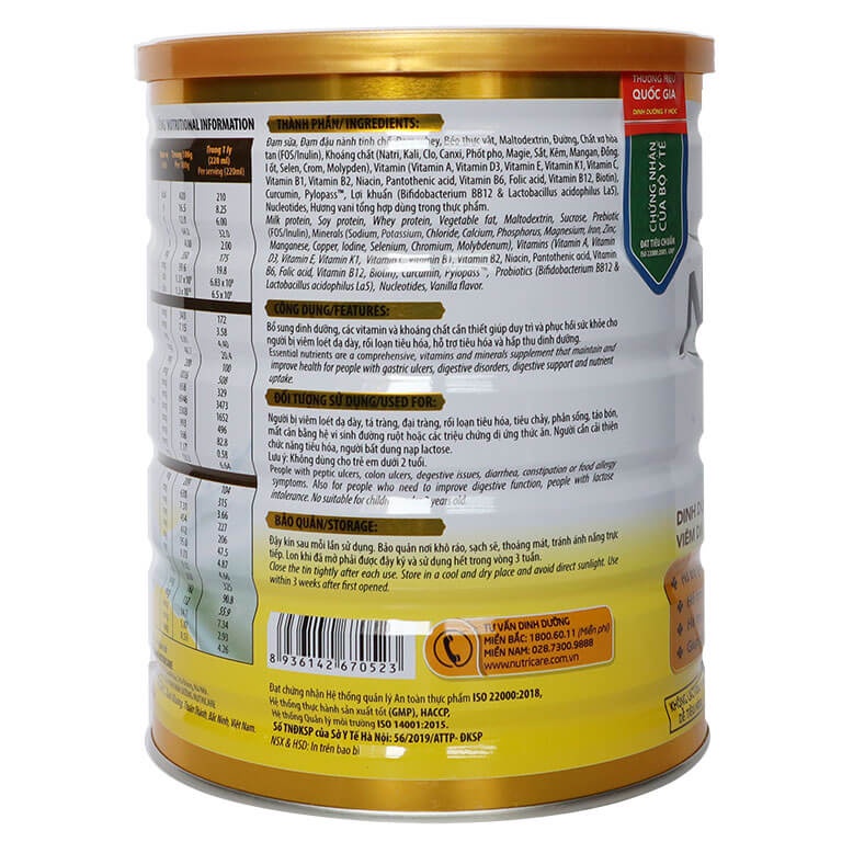 Sữa Nutricare Gastro Cho Người Bệnh Dạ Dày