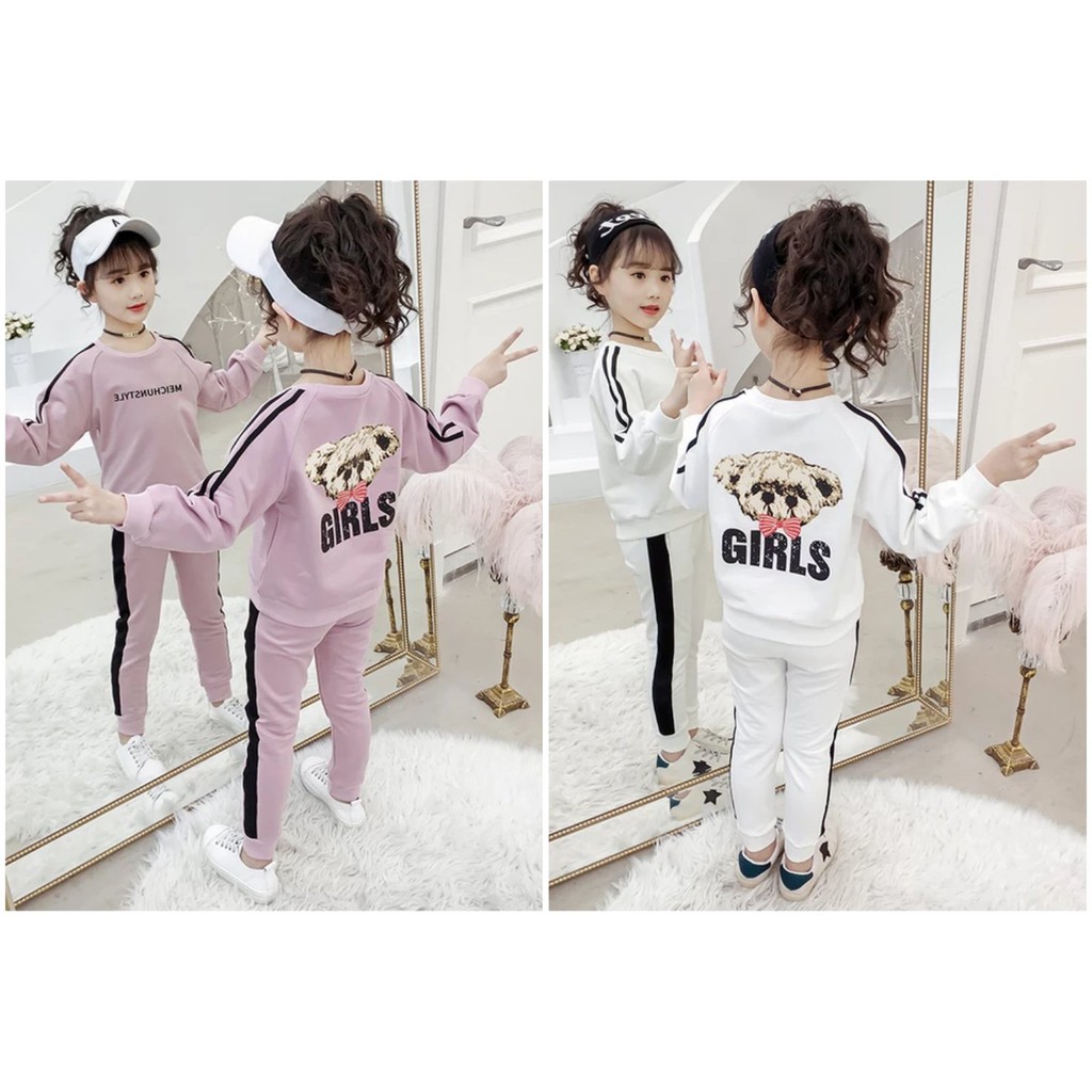 Set bộ quần áo thu đông mẫu Girl dành cho bé gái 6-10 tuổi (chất vải da cá)