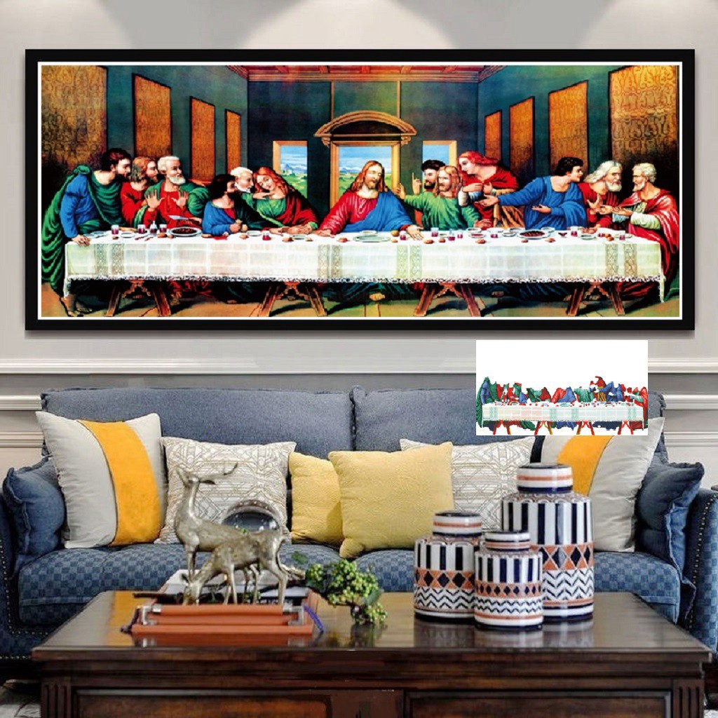 Tranh thêu 12 ông tông đồ KT:125x55cm,tranh chưa thêu.Tặng kéo và xỏ chỉ.