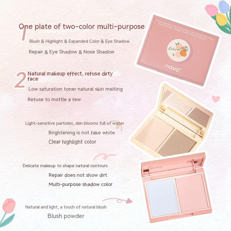 Bảng Phấn Má Hồng NOVO Màu Trắng / Xanh Dương Tự Nhiên Dễ Thương