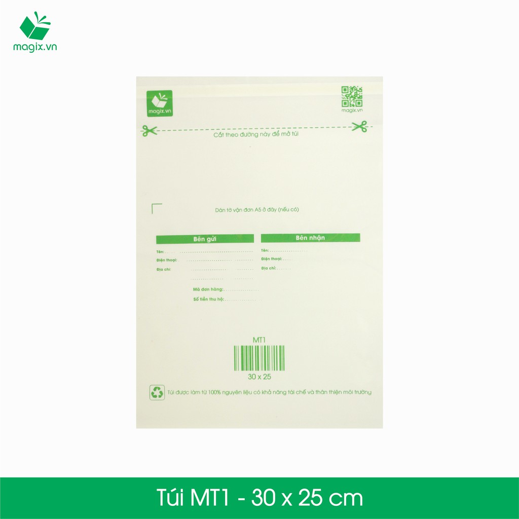 MT1 - 30x25 cm - 100 Túi nilon (tự phân hủy sinh học) đóng hàng