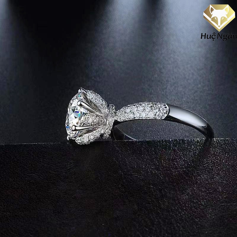 Nhẫn bạc Ý 925 Huệ Ngân - Ổ cao 6 chấu 8 Li vượng miện sang chảnh RR1761-1