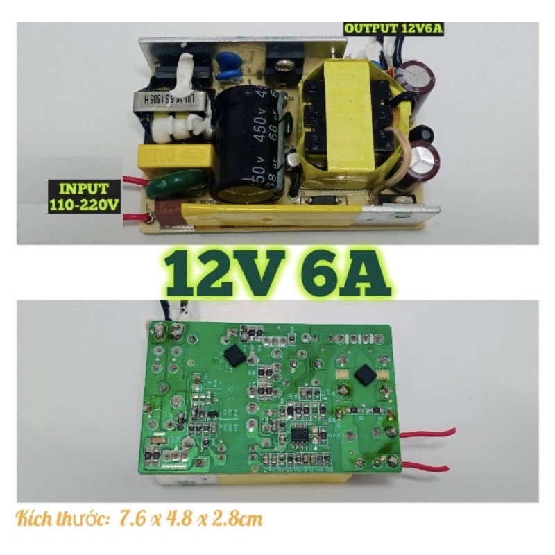 Nguồn không vỏ 12V 6A