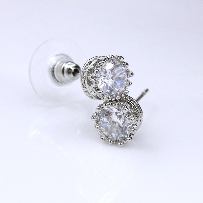 Đôi Bông Tai Hình Vương Miện Đính Đá Thời Trang Cho Nữ