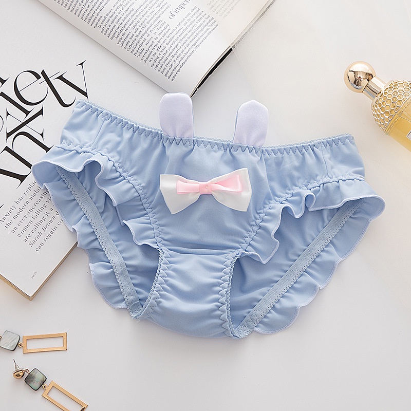 [L M - 40kg - 65kg] Tai Thỏ Lụa Băng ST051#Quần Lót Lụa Không Đường May Lưng Thấp Thoáng Khí Dành Cho Nữ 8776