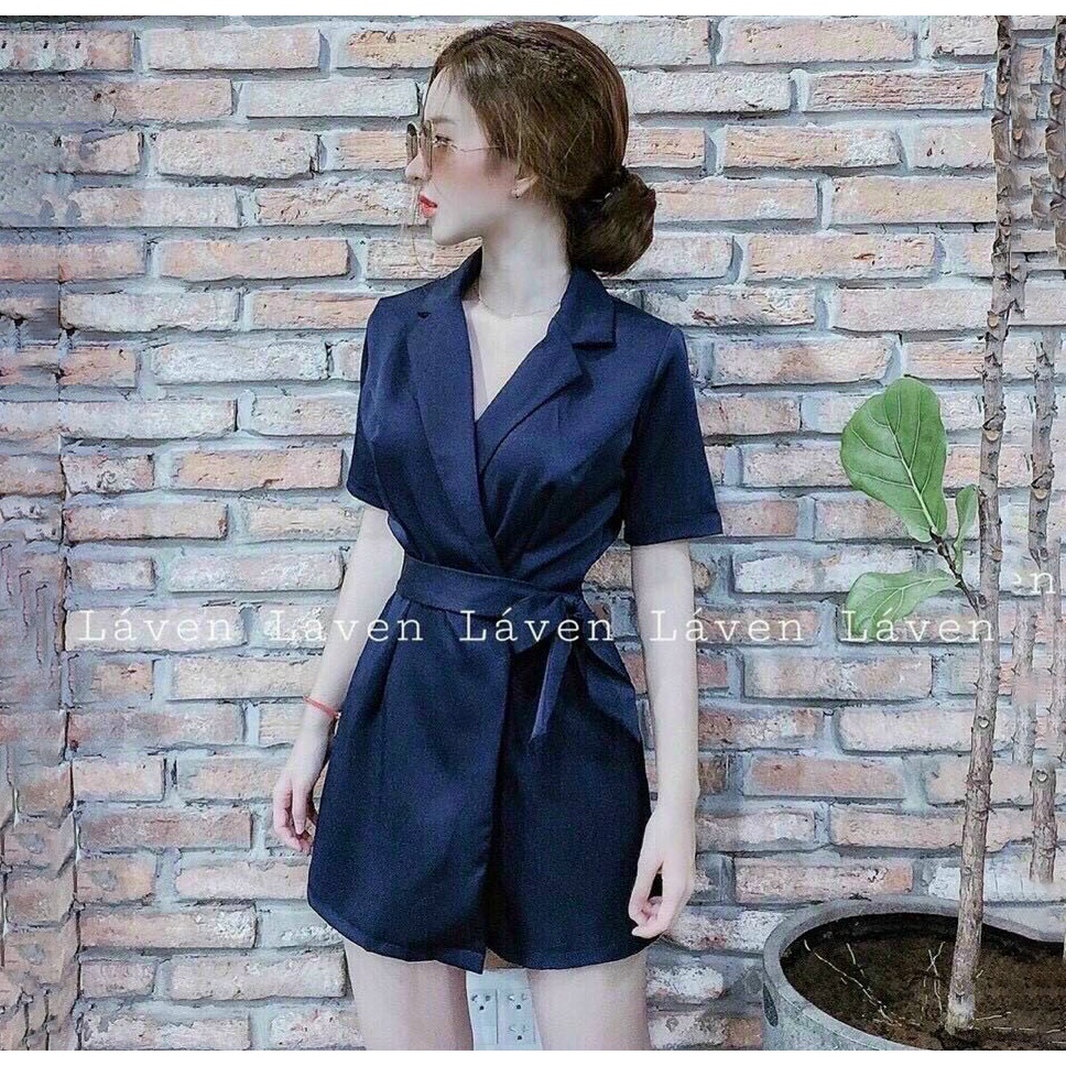 Jumpsuit Thời Trang Nữ Cổ Vest Đắp Chéo Ngực Cột Nơ Eo Chất Lụa Bóng Xịn Sò