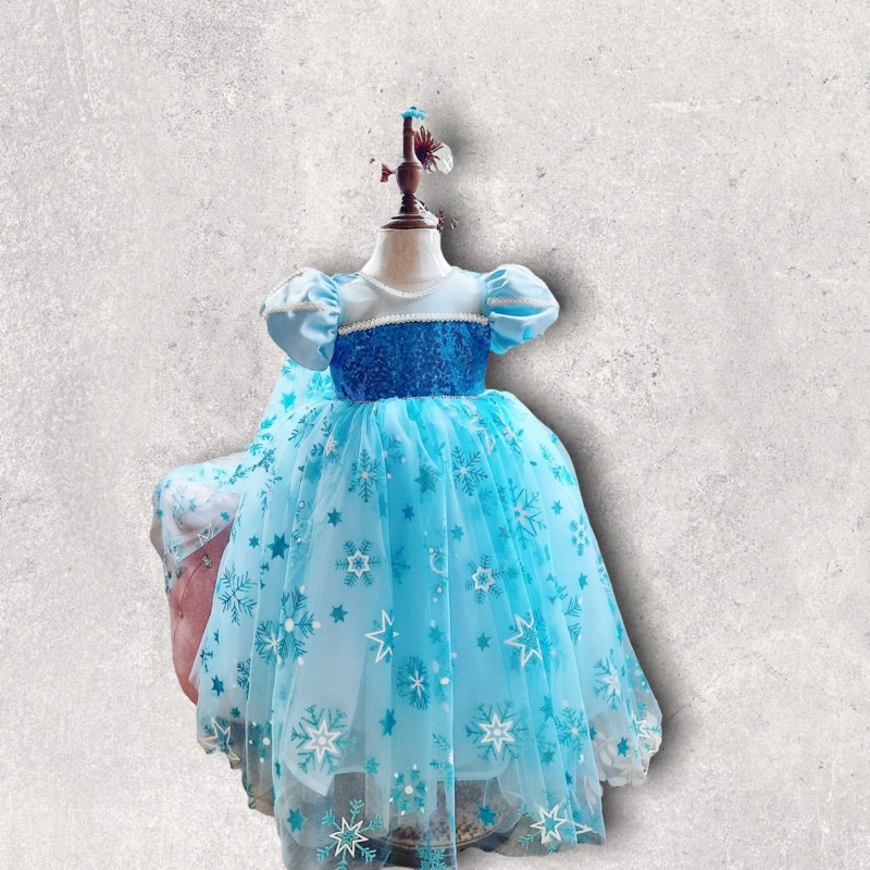 váy công chúa elsa, đầm công chúa bé gái nữ hoàng elsa princess có áo choàng elsa vương miệng elsa SHUSHI babyshop
