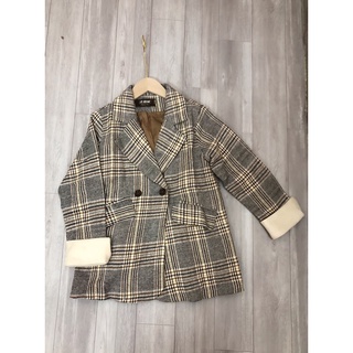 Áo dạ kẻ blazer