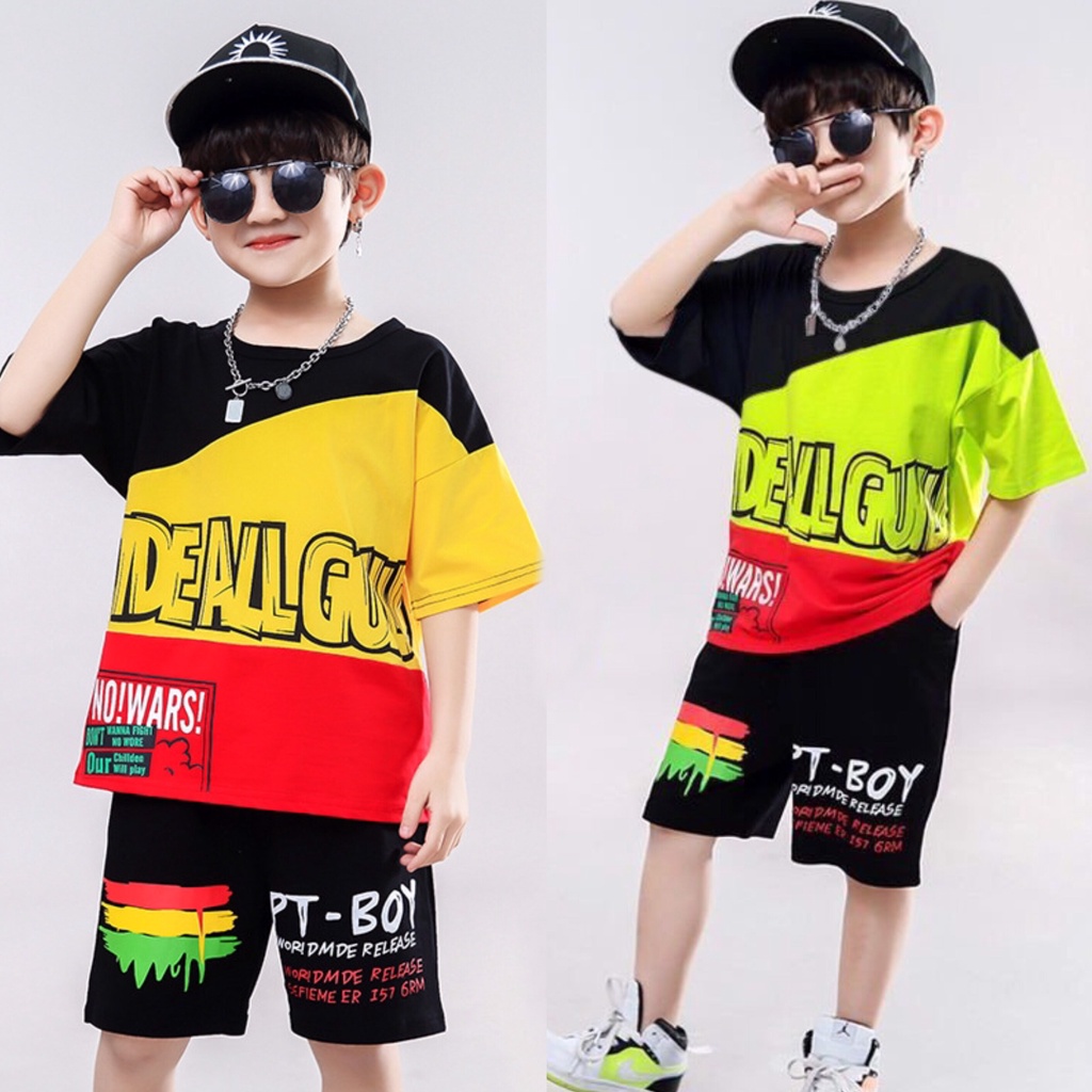 Bộ quần áo thun hè " PT Hổ" 14-52kg cho bé trai 4-14 tuổi. Năng động, phong cách. Hàng may kỹ. B11