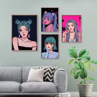 [Sẵn]Tranh Số Hoá Cô Gái Cá Tính-Tranh Tô Màu Theo Số Anime Cô Gái Cá Tính.