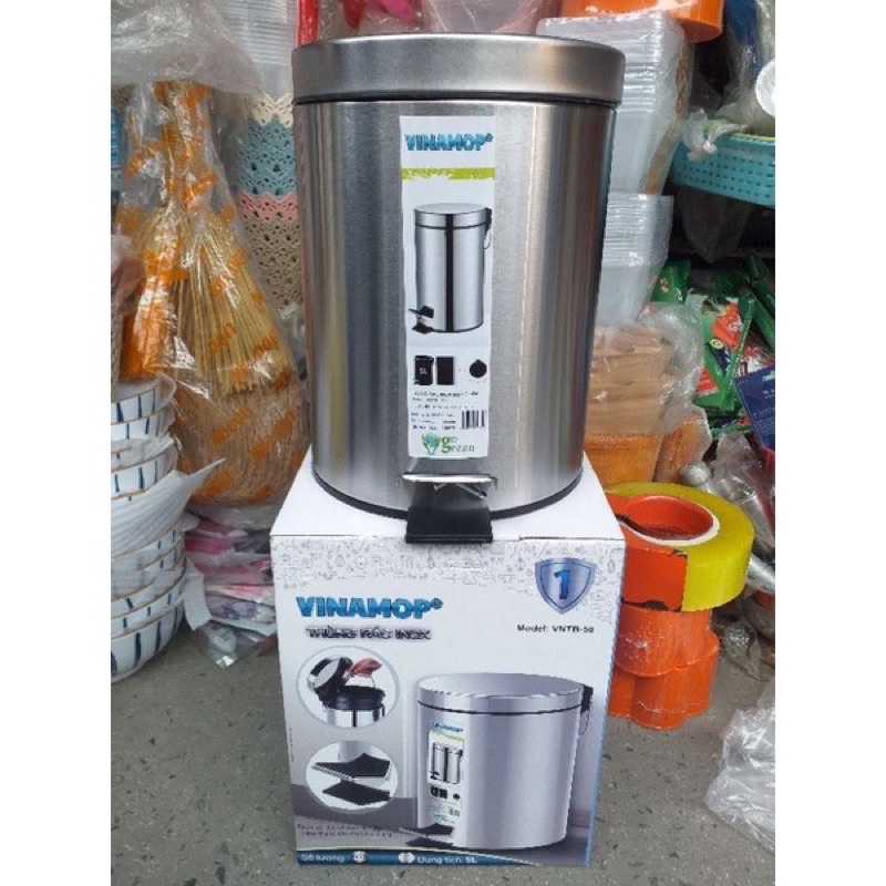 Thùng Rác Đạp Chân Inox VINAMOP - 5L-12L-20L-Sản Phẩm Chính Hãng