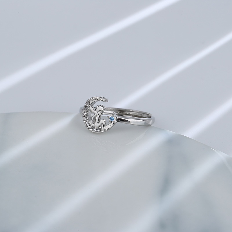 Nhẫn Đeo Ngón Trỏ Hình Mặt Trăng/Ngôi Sao Đính Đá Lấp Lánh Sang Trọng F781