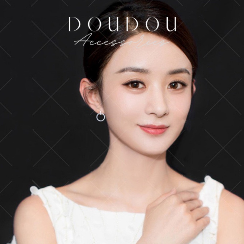 Bông tai nữ tròn DOUDOU Bông tai của các nữ thần tượng khuyên tai tròn hot trend EH017