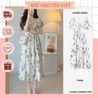 Váy hoa nhí Moran cổ vuông tay bồng dáng xòe phong cách trẻ trung GNCM2