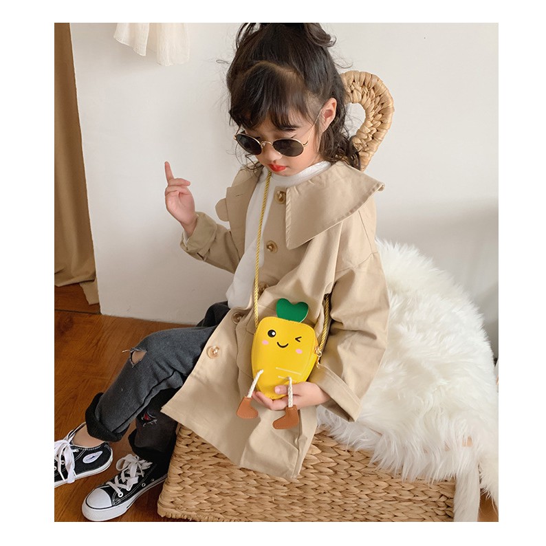 Túi đeo chéo dễ thương hình củ cà rốt phong cách Hàn Quốc cho bé gái