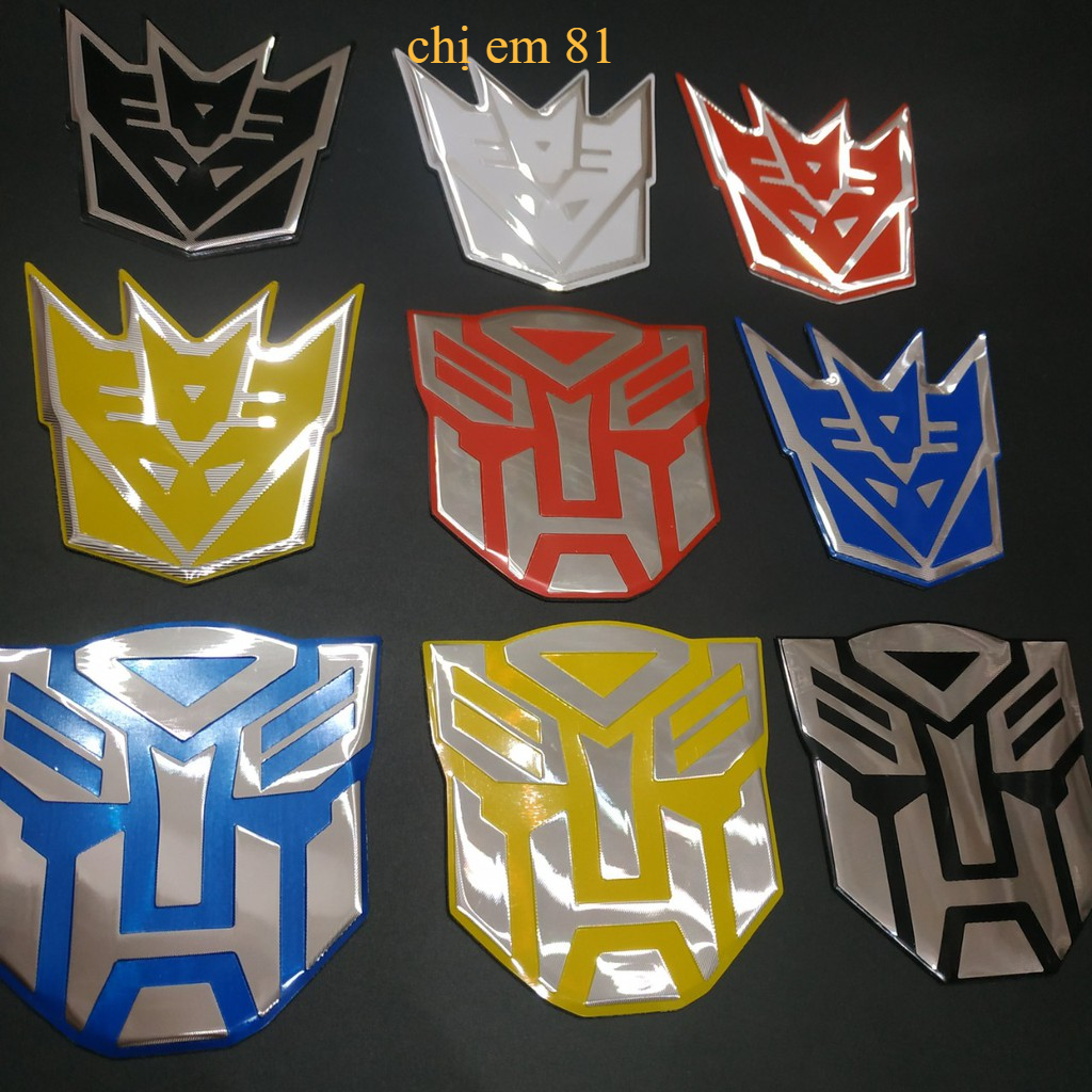 Tem nhôm dán xe đầu Transformer sắc màu