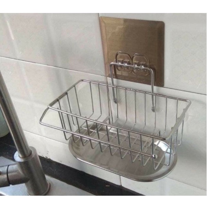 Giá Inox Để Rẻ Rửa Bát Có Khay Hứng Nước, Treo Khăn Dán Tường Tiện Lợi Siêu Bền Siêu Sang