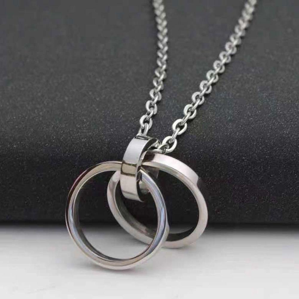 Vòng cổ Hai Lớp Mặt Tròn Phong Cách Hàn Quốc Cá Tính Cho Nam Nữ
