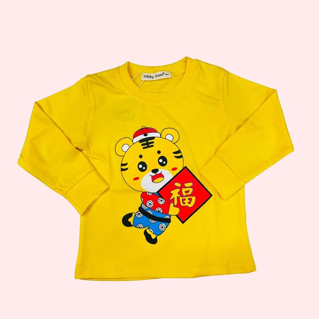 Áo trẻ em dài tay cho bé trai bé gái bé trai chất liệu cotton thun mềm mại ATKID diện chơi tết