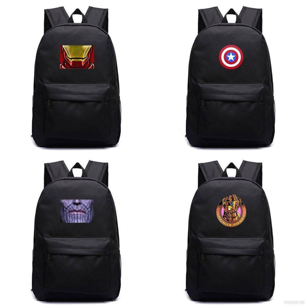 Ba Lô Đi Học Màu Đen In Hình Khiên Captain America ht3 Thời Trang Unisex