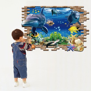 decal dán tường 3D cá heo - DC167