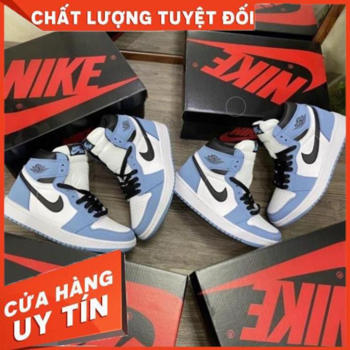 Giày Thể Thao Air Jordan Xanh Móc Đen, Giày JD1 Cổ Cao Cao Nam Nữ Hot 2021