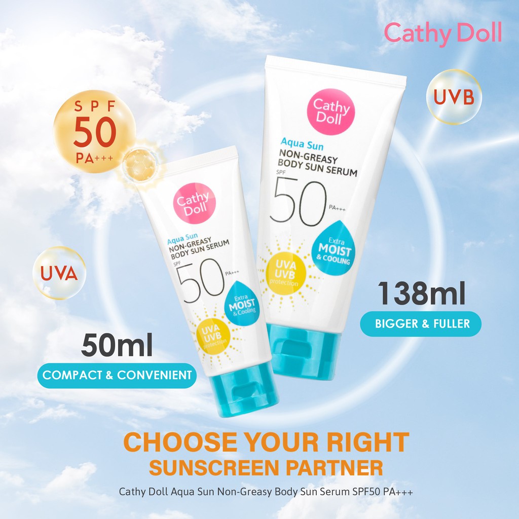 Kem chống nắng Cathy Doll Aqua Sun Non Geasy Body Sun Serum (Hàng nhập khẩu từ Thailand)
