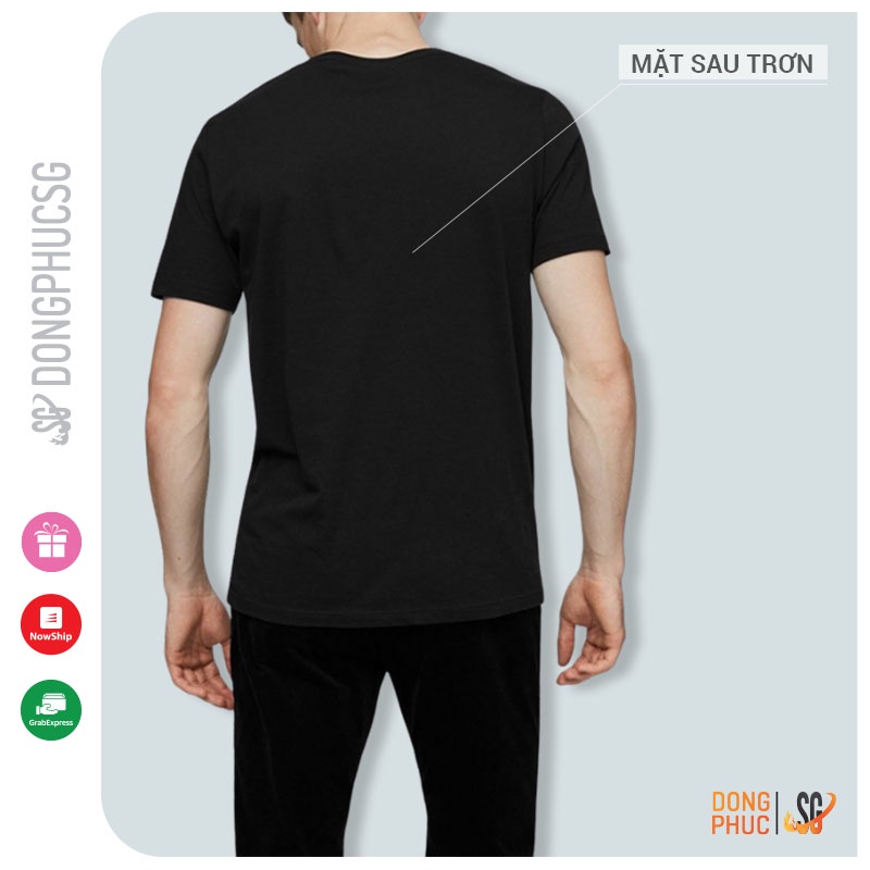 Áo nhóm màu đen cá tính thun cotton mềm mịn áo tay ngắn cổ tròn form unisex SGY203D DONGPHUCSG