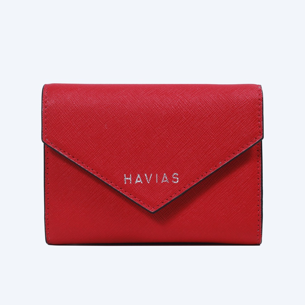 HEART2 HAVIAS ví gấp mini da bò thật Saffiano Ý 100%