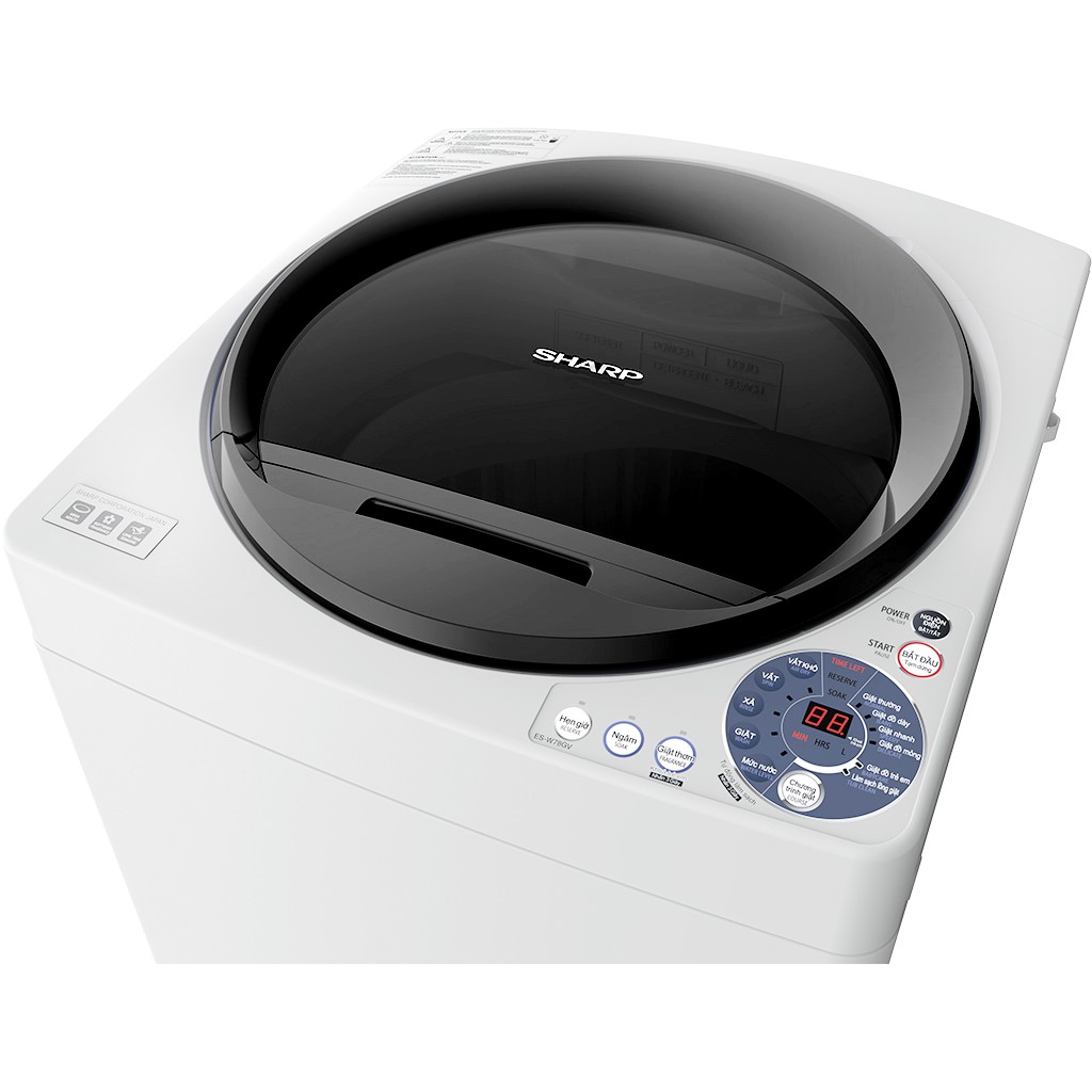 Máy giặt Sharp 7.8 kg ES-W78GV-G - Chế độ giặt nhanh.Kháng khuẩn - Khử mùi. Mâm giặt phủ bạc Ag+.Vệ sinh lồng giặt