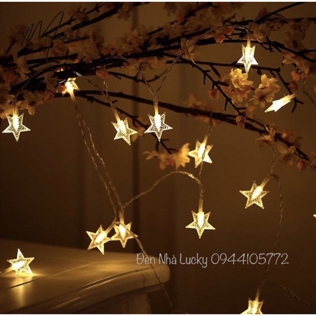 Dây đèn Led ngôi sao 3m / 6m / 10m  ánh sáng vàng ấm áp trang trí phòng ngủ cực đẹp
