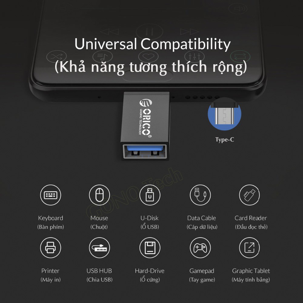 Đầu chuyển OTG Type-C to USB 3.0 ORICO UT01 UT02 5Gbps | Vỏ nhôm có móc khoá | WebRaoVat - webraovat.net.vn