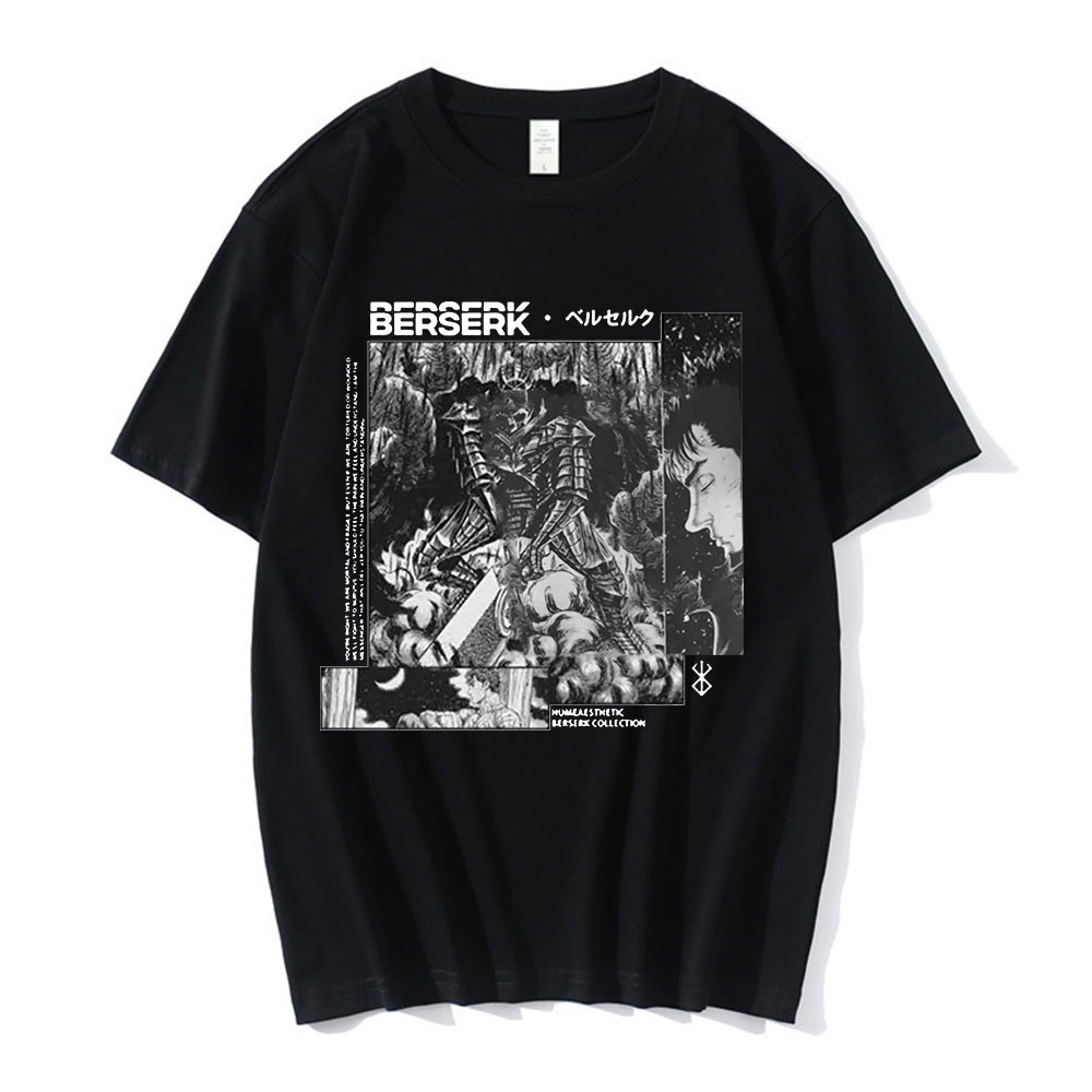 Áo Thun Nam In Hình Hoạt Hình Berserk Guts 90S Cá Tính