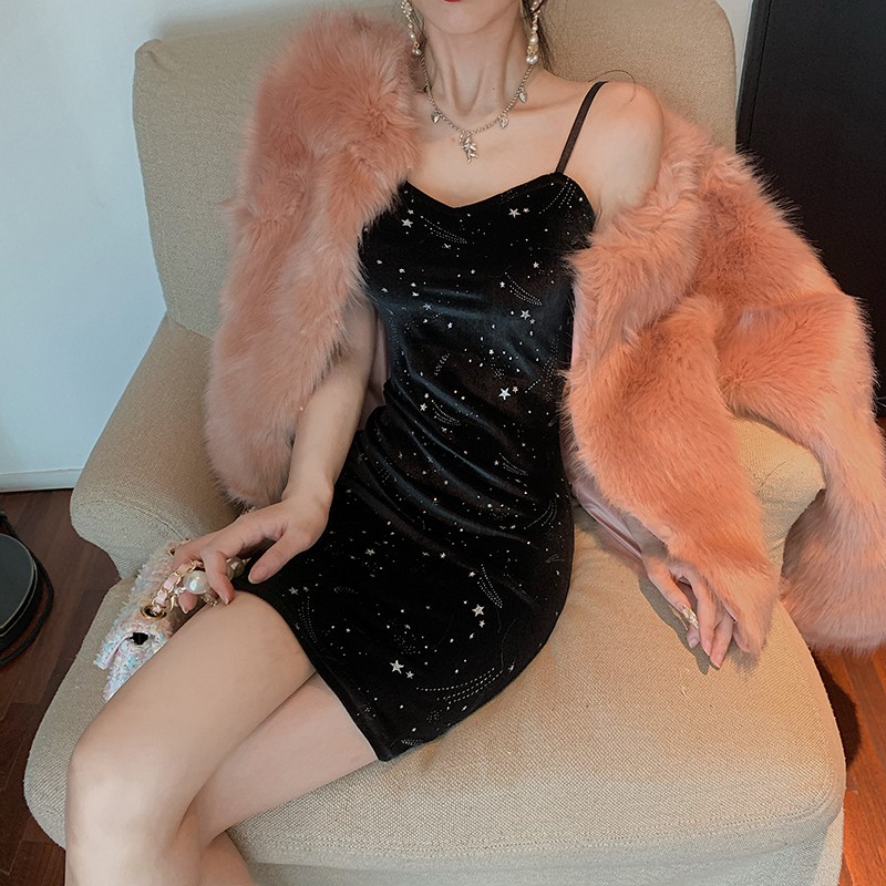 🌸Hàng Order🌸Váy Nhung Body 2 Dây Sexy Lấp Lánh 🌸Hàng Quảng Châu