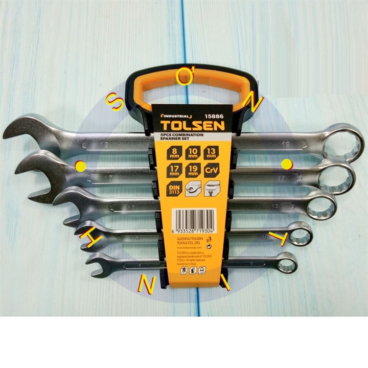 BỘ 5 CỜ LÊ VÒNG MIỆNG (8, 10, 13, 17, 19MM) TOLSEN 15886