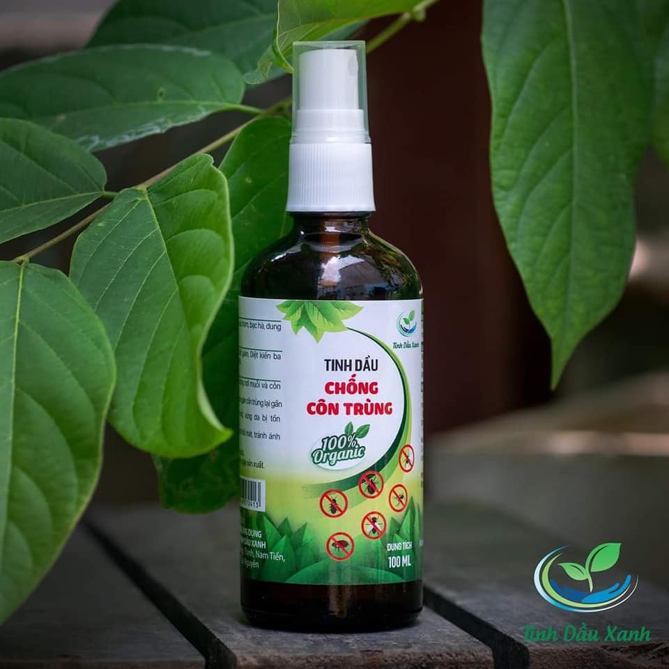 Tinh Dầu Chống Côn Trùng Hữu Cơ Tinh Dầu Xanh Organic xịt chống muỗi cho bé Thiên Nhiên Nguyên Chất 100ML