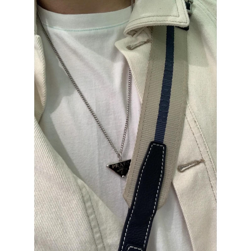 PRADA Vòng cổ Mặt Chữ P Bằng Thép Titan Thời Trang Cho Nam Nữ