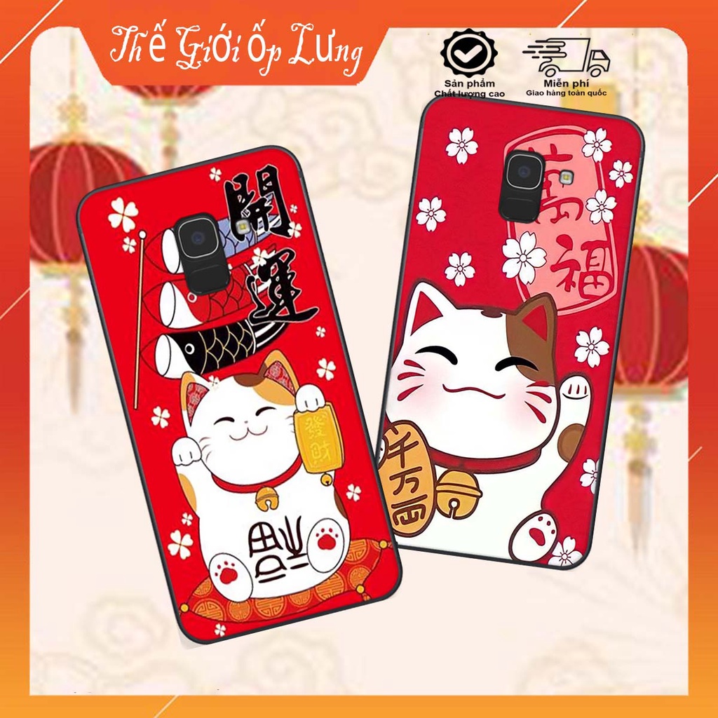 Ốp lưng Samsung J6 / J6 Plus bộ hình TẾT Mèo thần tài may mắn MANEKI NEKO cực đáng yêu, siêu đẹp