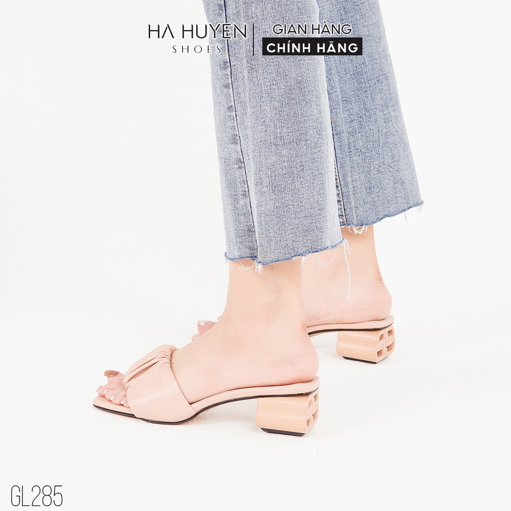 Guốc lê nữ Hà Huyền Shoes quai nhúm gót vuông khối 5 phân - GL285