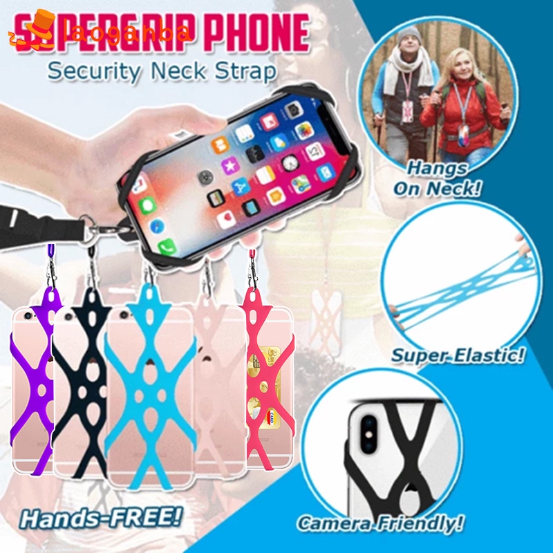 L□ Super-Grip Phone Security Neck Strap Mobile Phone Harness Silicone Rope Lanyard