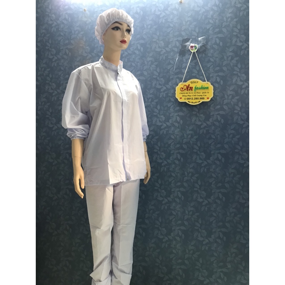 Nón vải trùm tóc công nhân thủy sản, thực phẩm - Mũ trùm tóc y tế, bảo hộ màu trắng