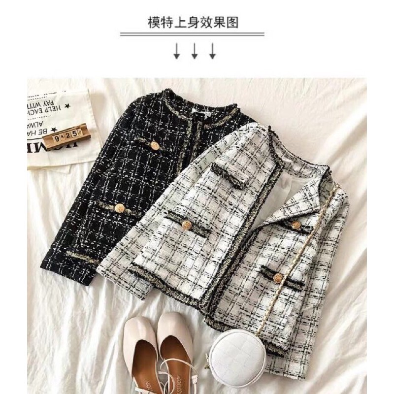 áo dạ tweed khoác lửng