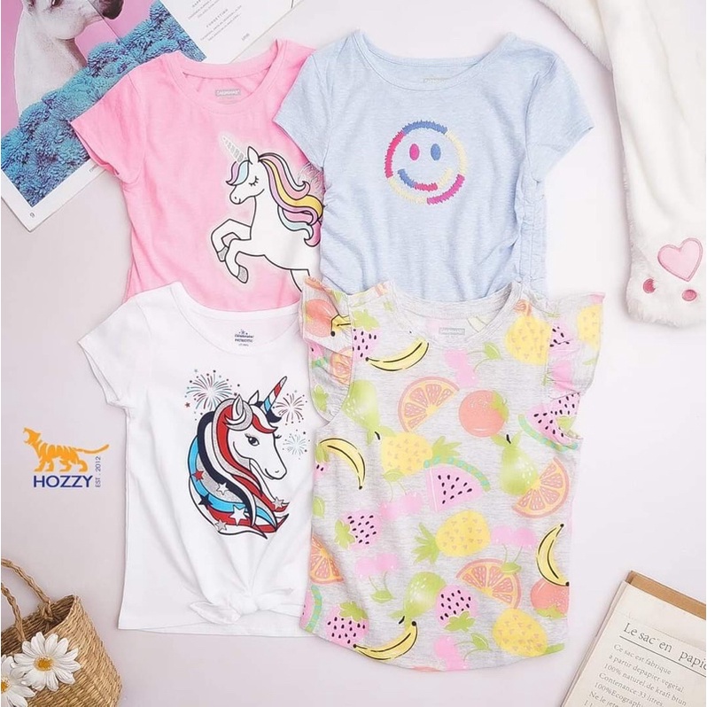 Áo thun cotton ngắn tay xuất dư LOẠI 1 cho bé gái - AH01