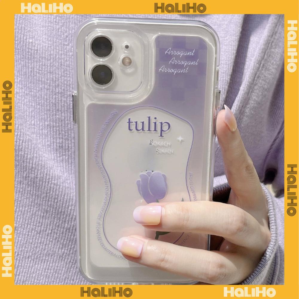 Ốp điện thoại silicon mềm in hoa tulip tím thích hợp cho iPhone 11 iPhone 13 Pro Max iPhone 12 Pro Max iPhone 7 Plus