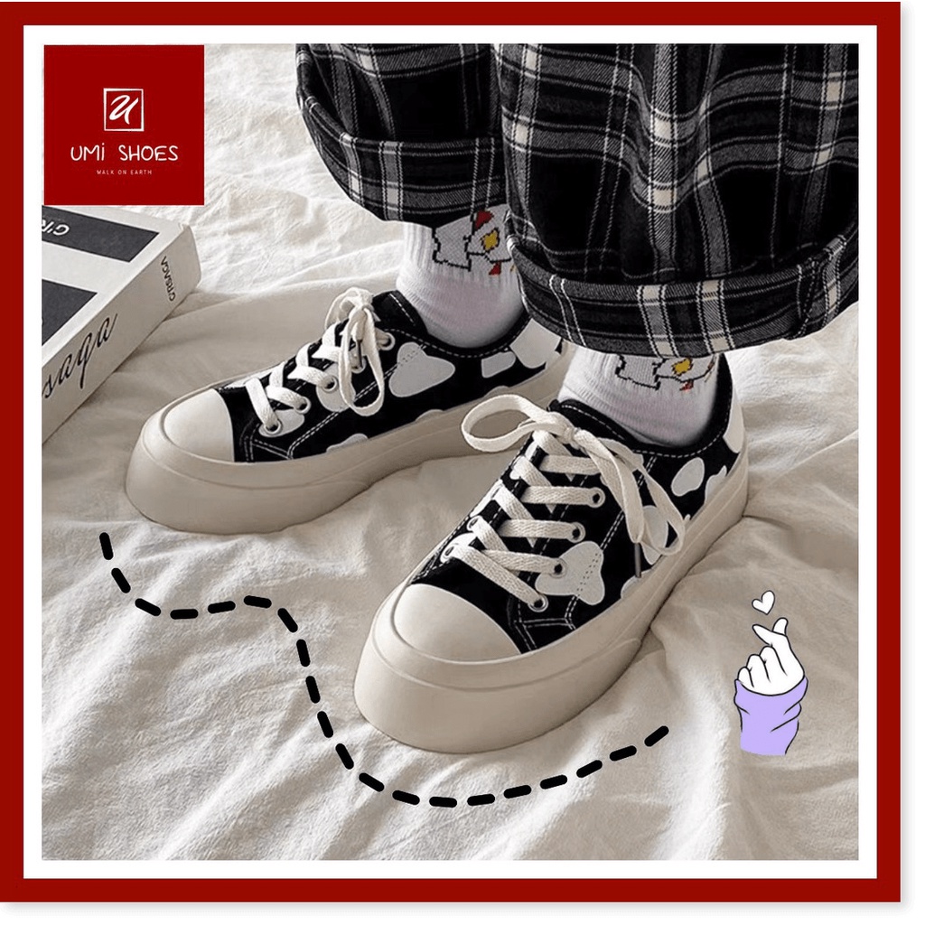 🆘 Giày thể thao đế bánh mì cổ thấp gấu bò sữa hot mới ulzzang cao 4cm năng động buộc dây đẹp rẻ ☆╮𝕂ℍ𝕆 𝔾𝕀Ầ𝕐 𝔾𝕀Á �